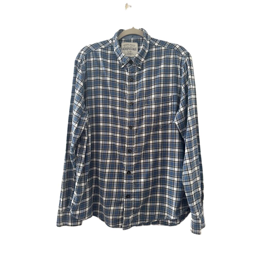 Aeropostale Shirt Mens Size Large Windowpane Plaid Pattern Casual Long Sleeves